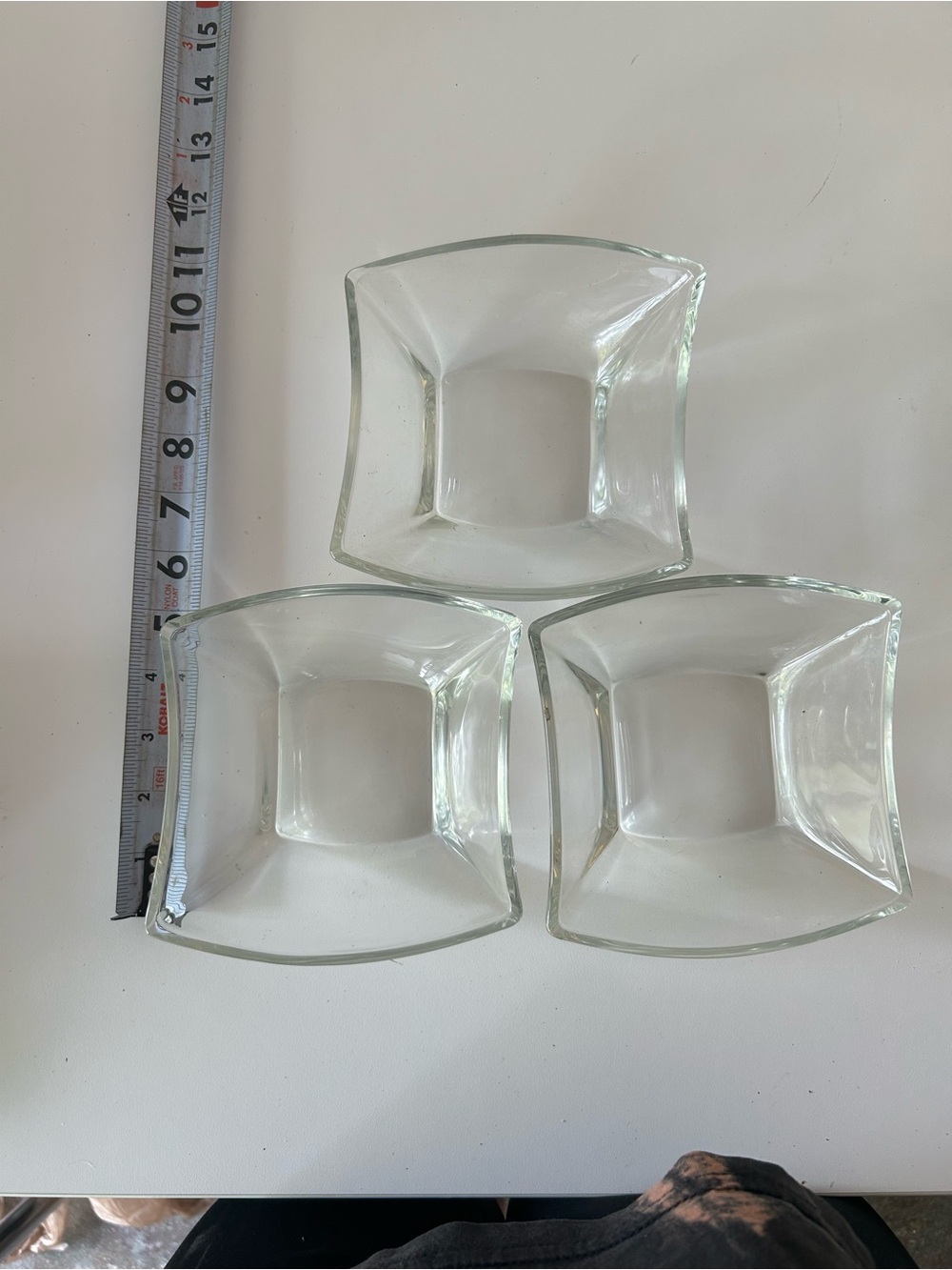 Clear Glass Square Bowls Set of 3